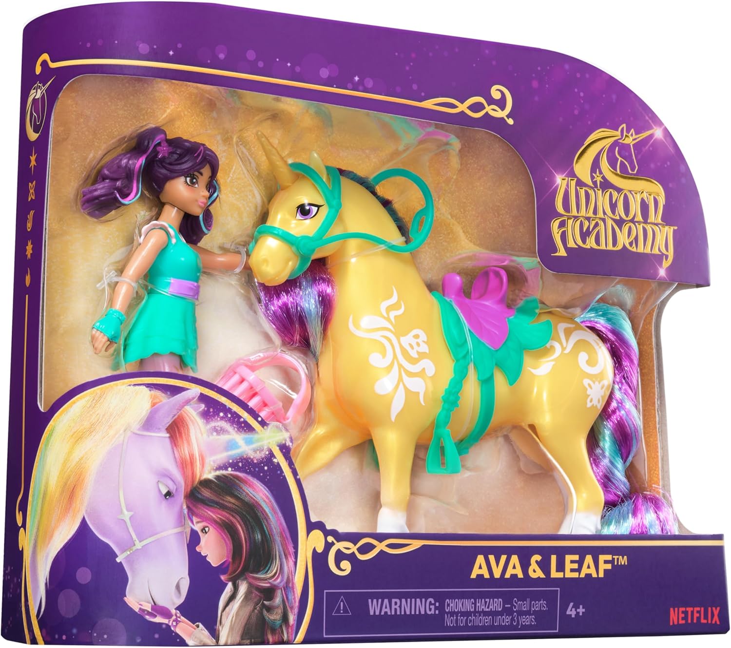 Unicorn Academy AVA & LEAF Set with 2 Riding Accessories and Hair Styling Tool