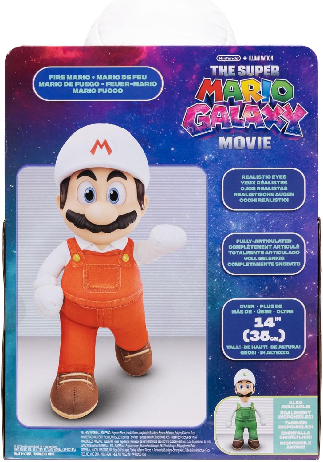 The Super Mario Galaxy Movie 35cm Articulated Soft Plush Toy FIRE MARIO