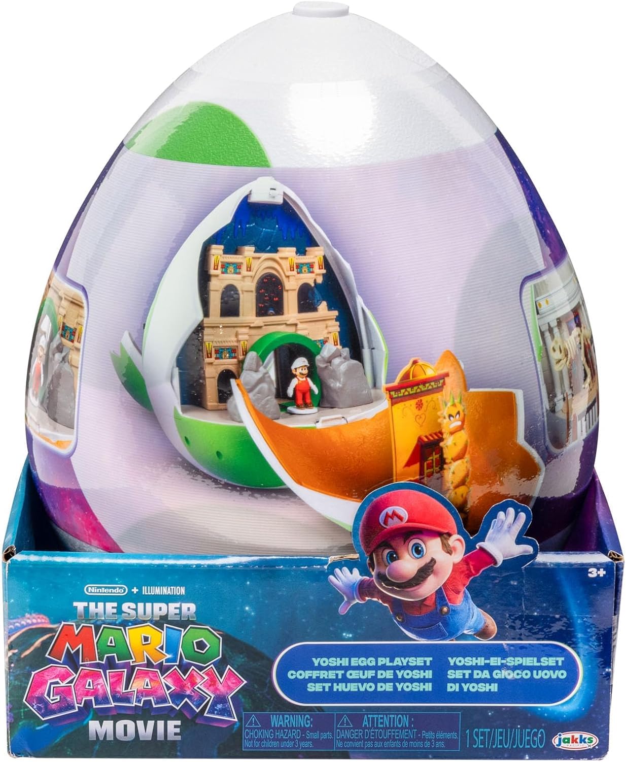 The Super Mario Galaxy Movie 9 inch Yoshi Egg Playset with Yoshi and Exclusive Fire Mario Action Figures