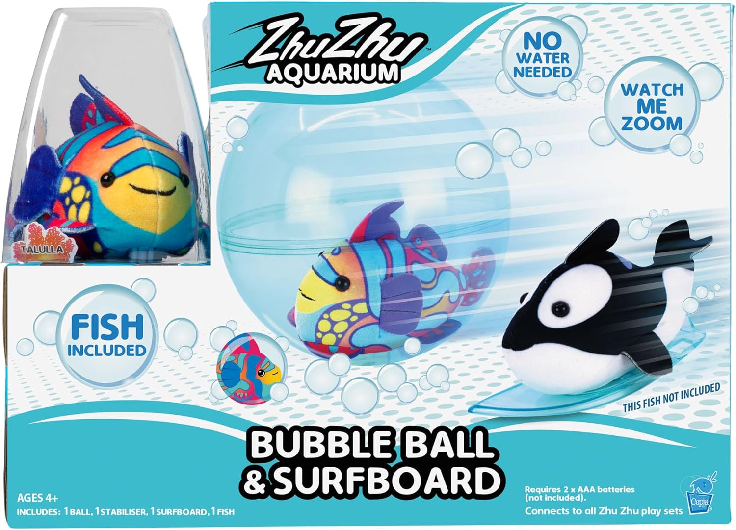Zhu Zhu Pets Aquarium Bubble Ball & Surfboard Starter Playset With Fish