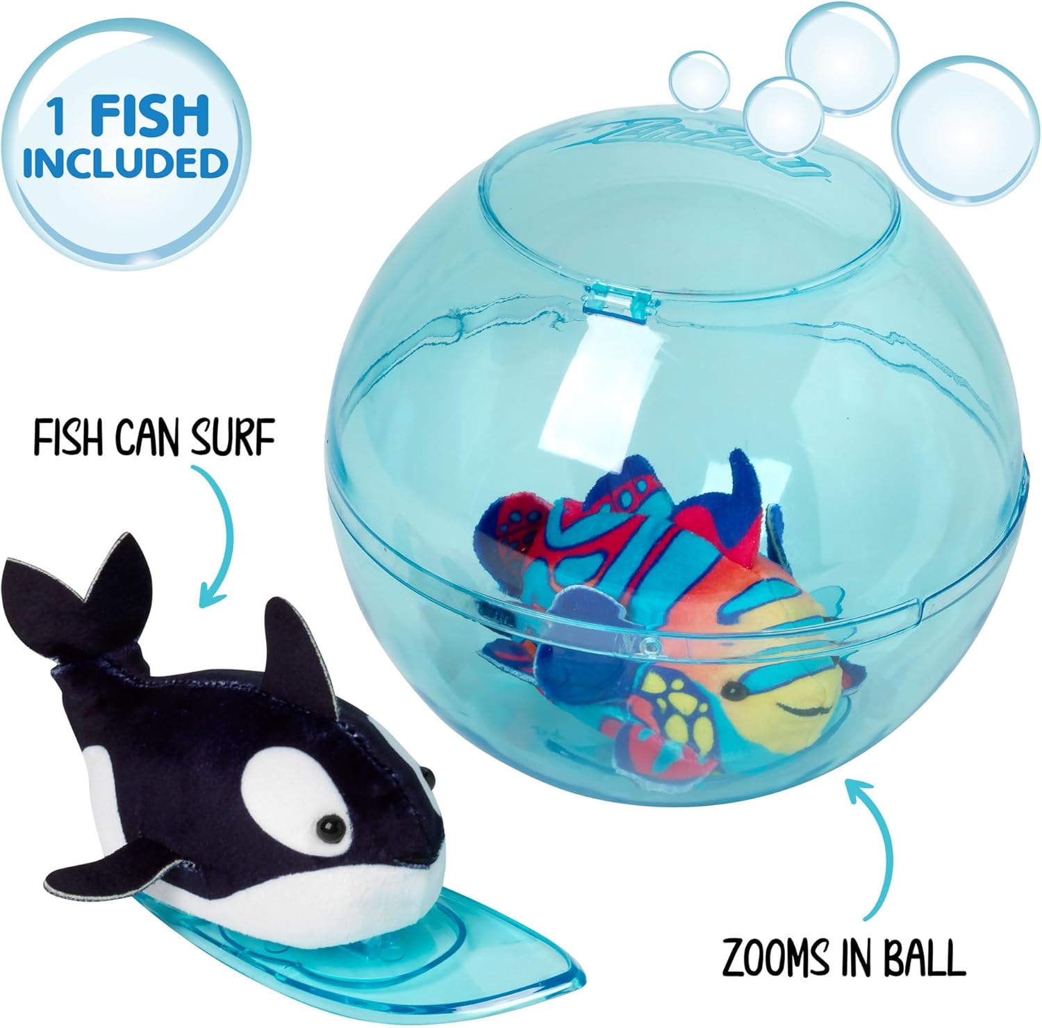 Zhu Zhu Pets Aquarium Bubble Ball & Surfboard Starter Playset With Fish