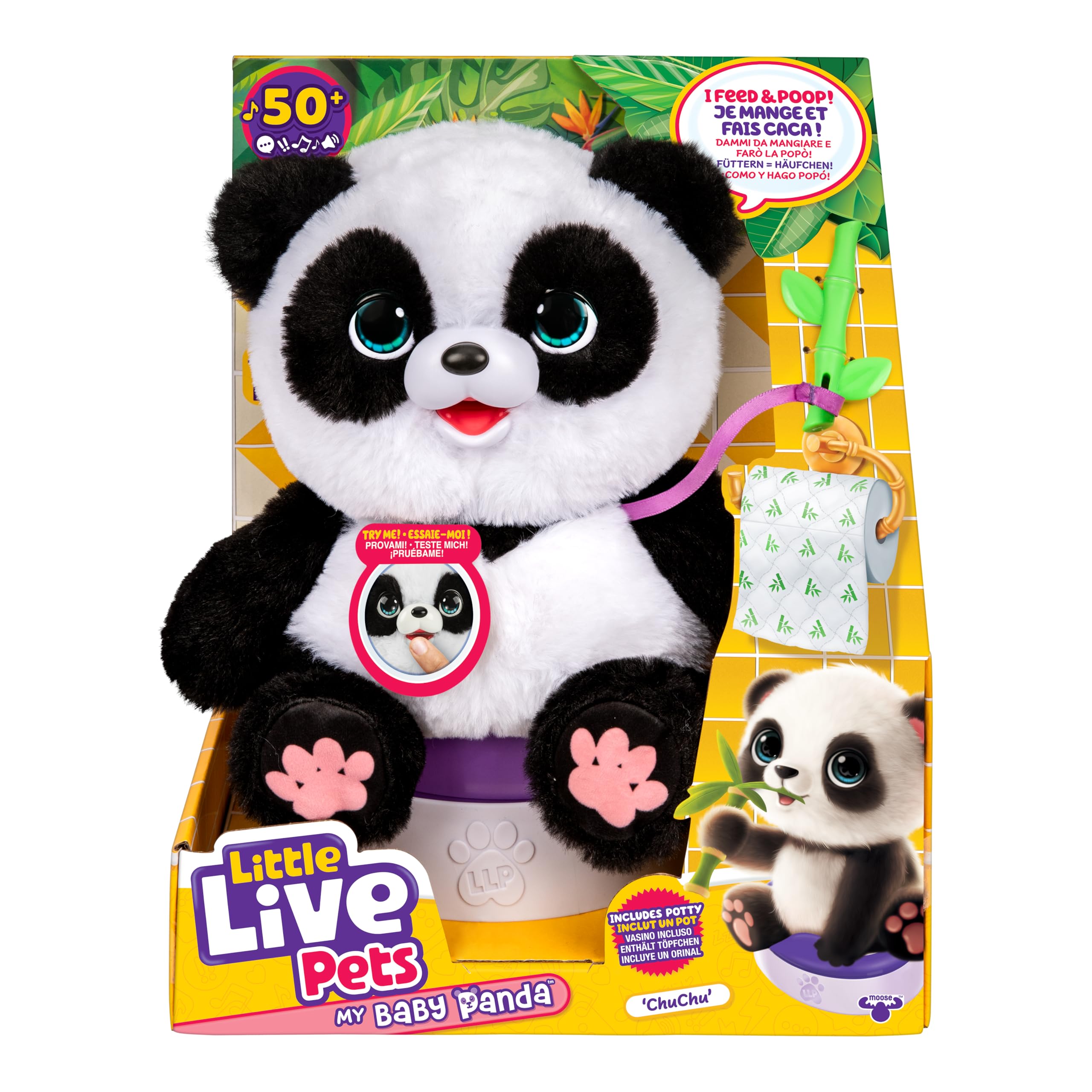 Little Live Pets My Baby Panda ChuChu Soft Plush Toy Interactive Sounds, Feeding, Potty Dance