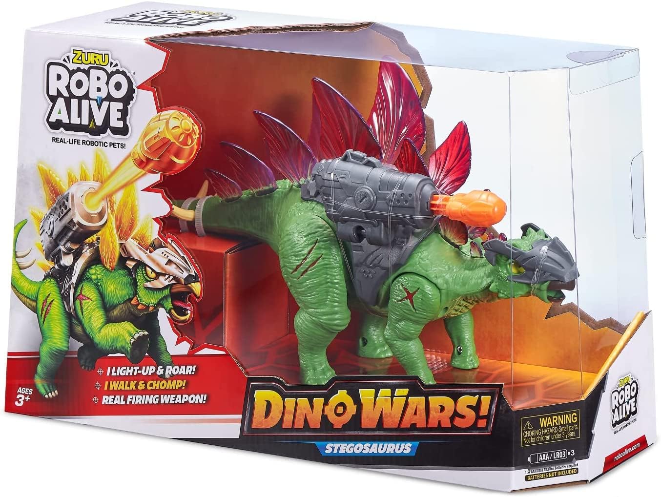 Robo Alive Dino Wars Raptor Toy Realistic Dinosaur Movement Stegasaurus