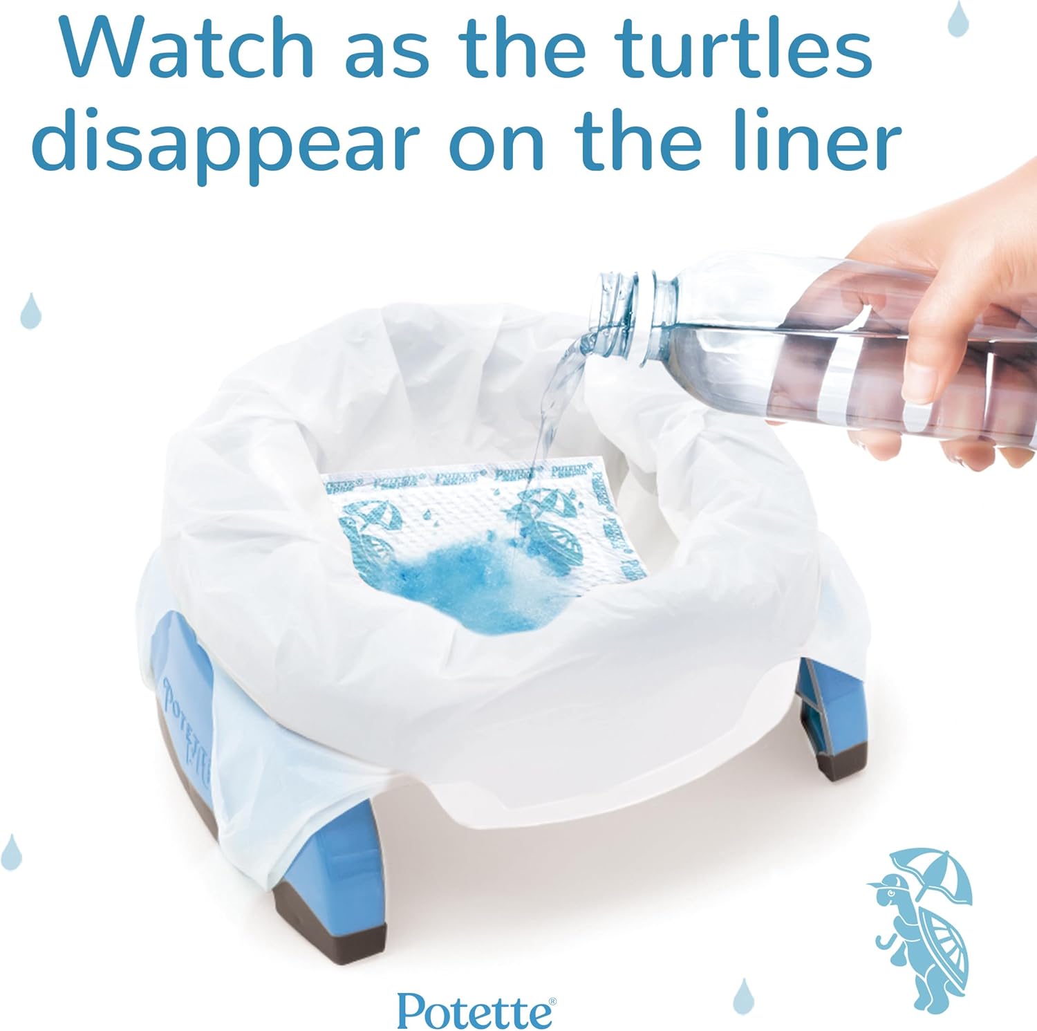 Potette Plus 2-in- Folding Travel Potty & Toilet Trainer Seat White/Blue