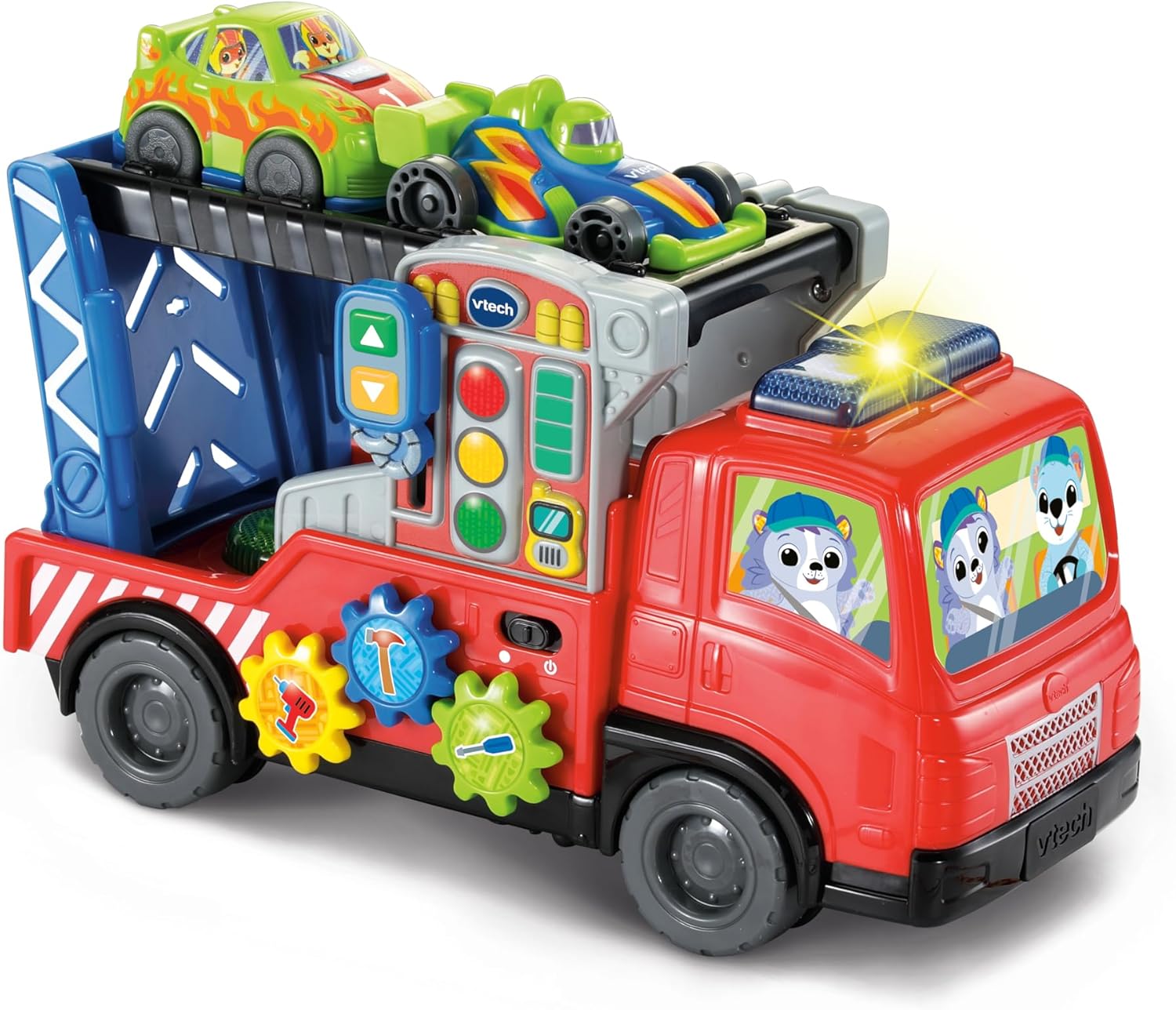 VTech Road Rescue Interactive Car Carrier Truck, Includes 2 Cars & 55+ Sound Effects