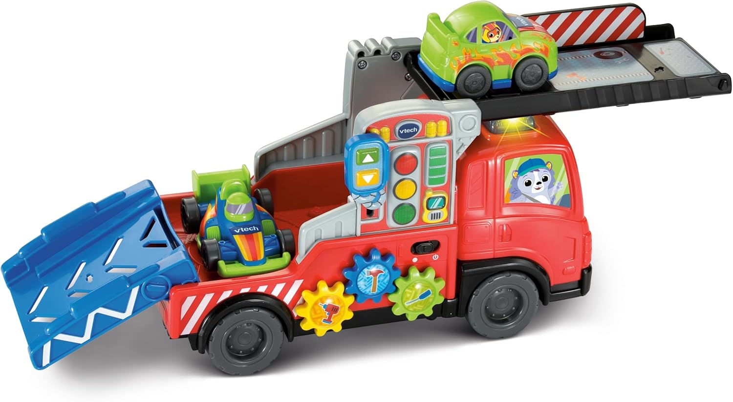 VTech Road Rescue Interactive Car Carrier Truck, Includes 2 Cars & 55+ Sound Effects