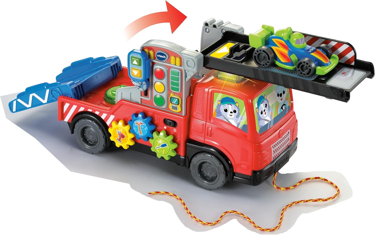 VTech Road Rescue Interactive Car Carrier Truck, Includes 2 Cars & 55+ Sound Effects