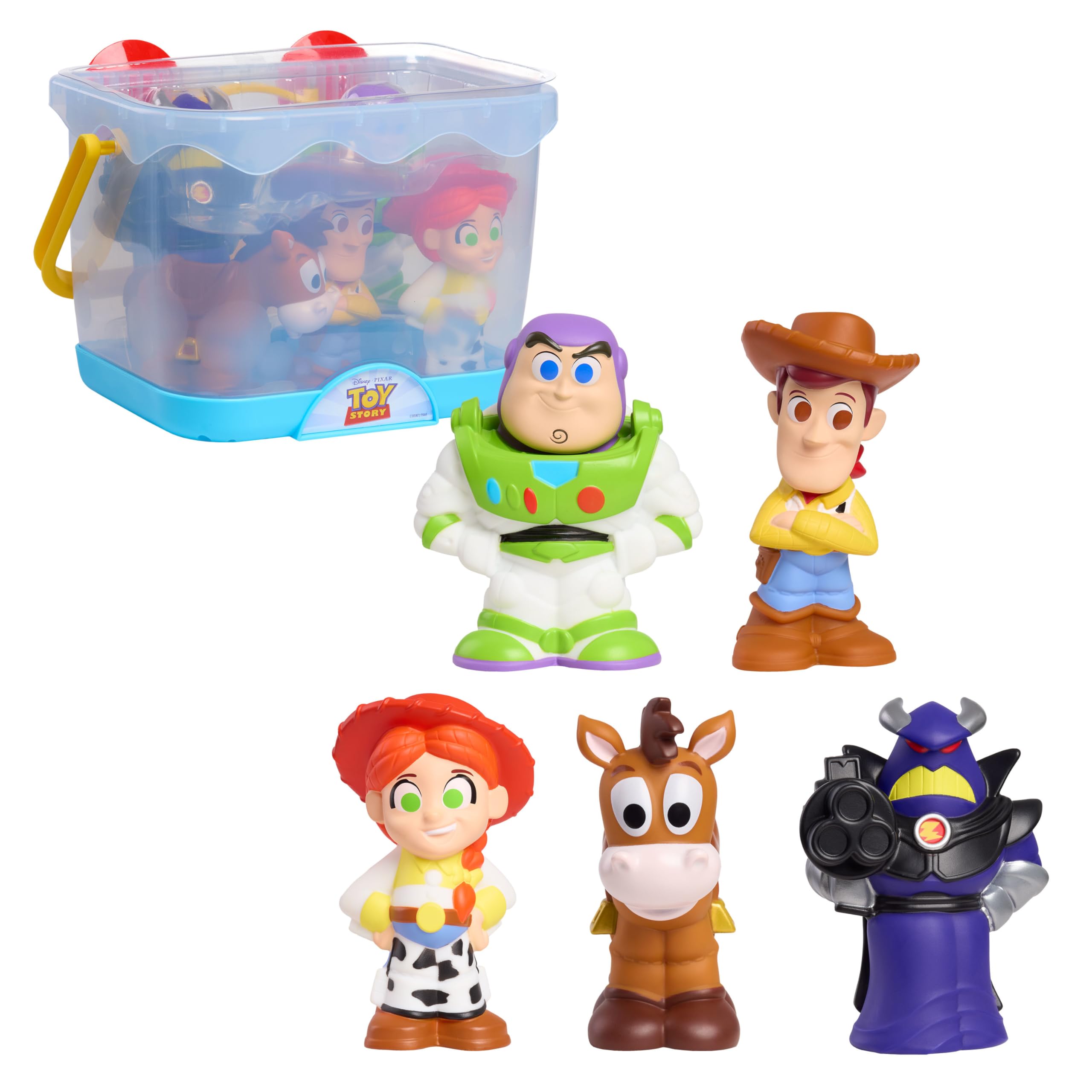 Disney Toy Story Bath Caddy 6 Pieces, 5 Bath Toy Figures