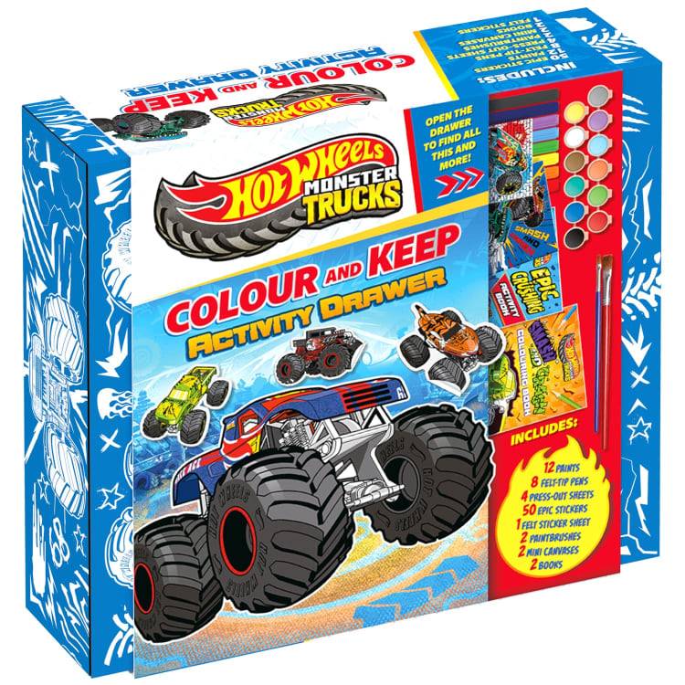 Hot Wheels Monster Truck Colour and Keep Activity Drawer Case
