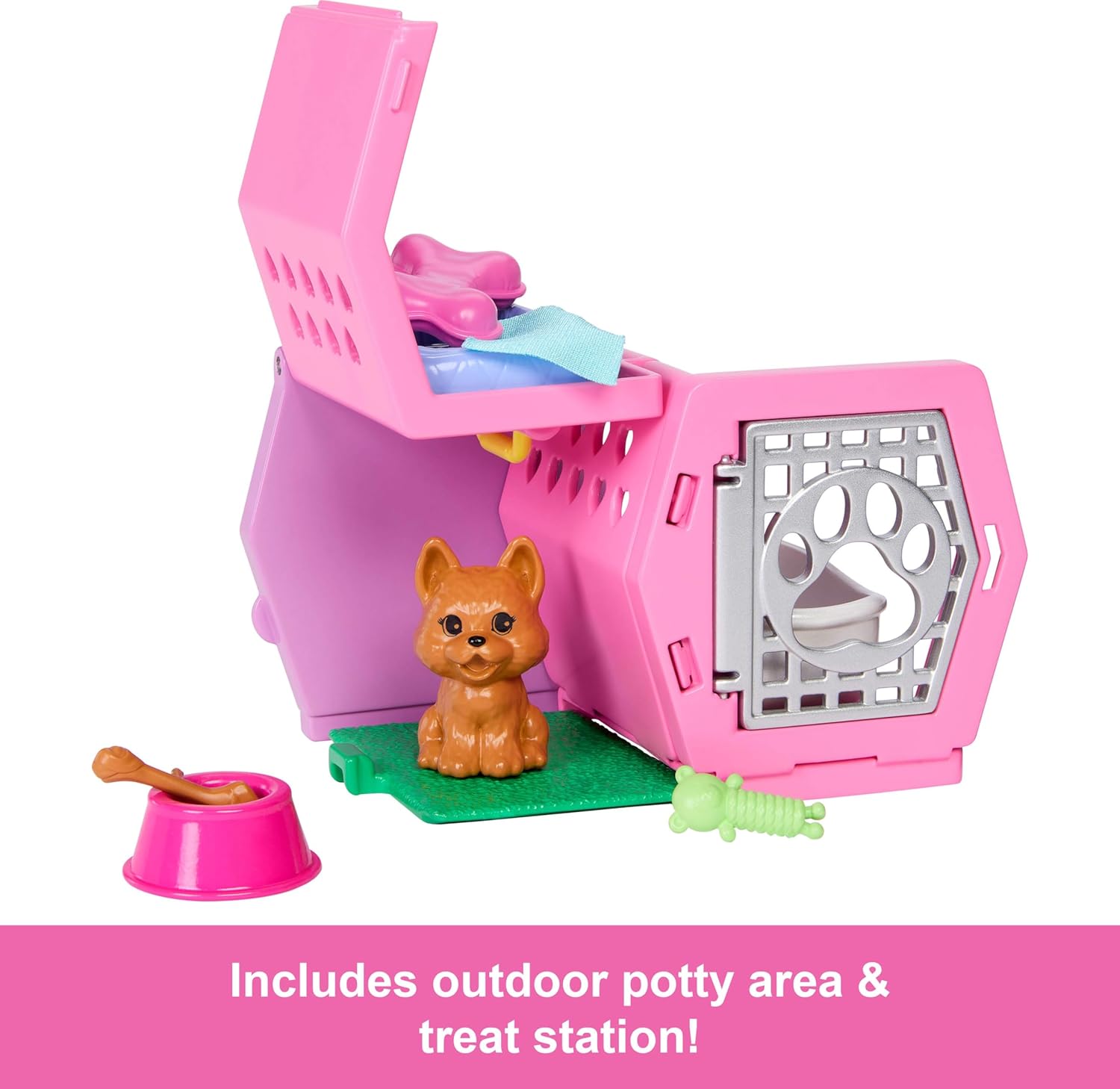 BARBIE Chelsea Puppy Carrier Playset Blonde Small Doll and Accessories