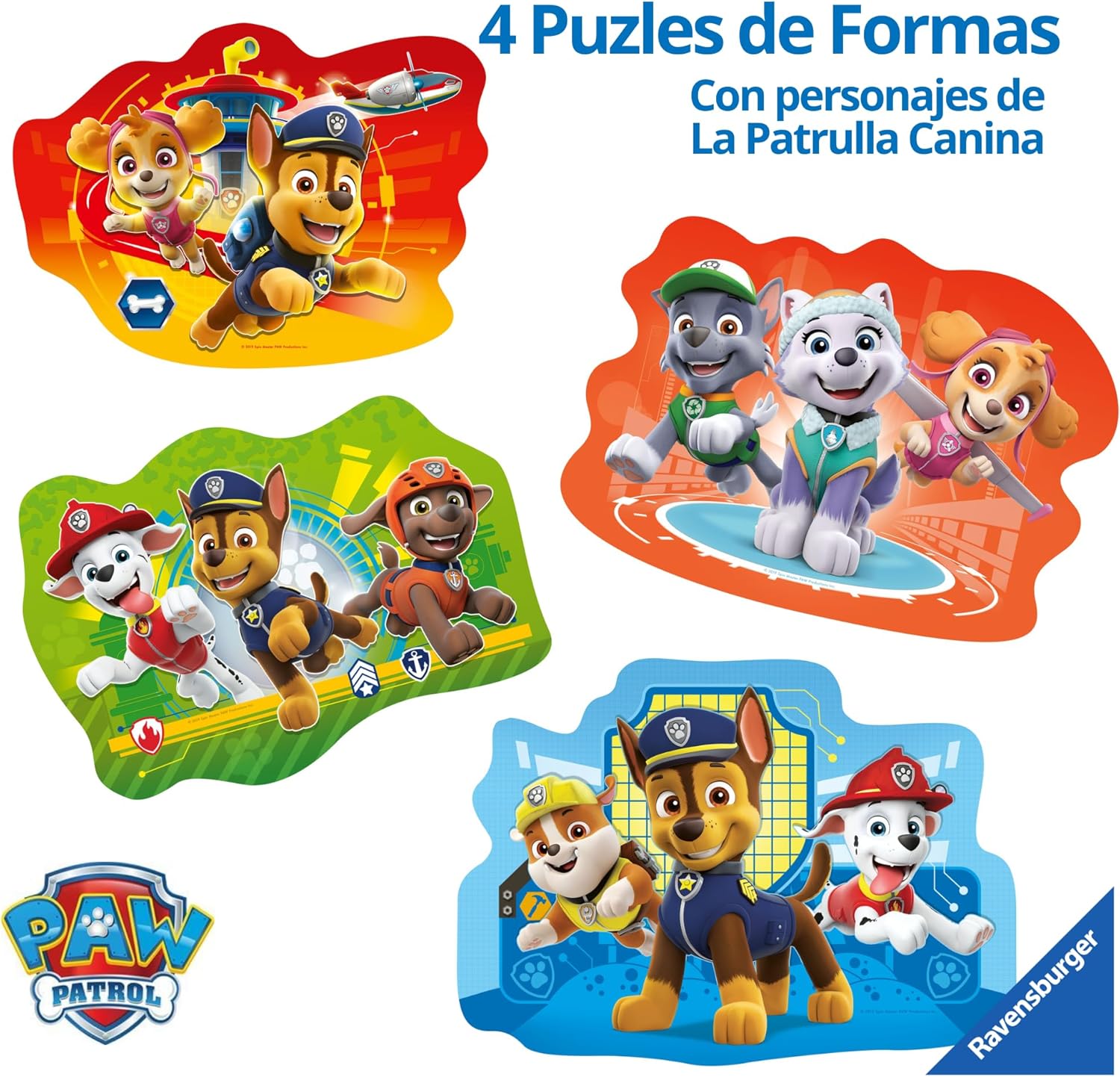 Ravensburger Paw Patrol 4 Large Shaped Jigsaw Puzzles (10, 12, 14, 16 Pieces)