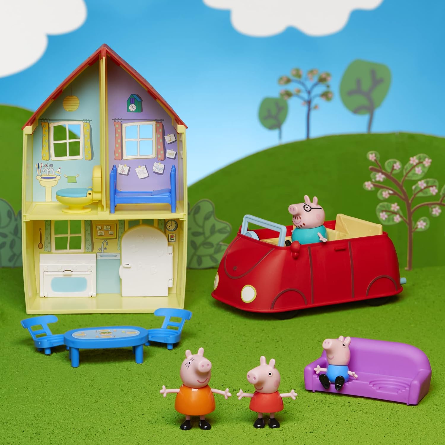 Peppa Pig Toys Peppa's Family Home Combo House Playset with 4 Figures and Car