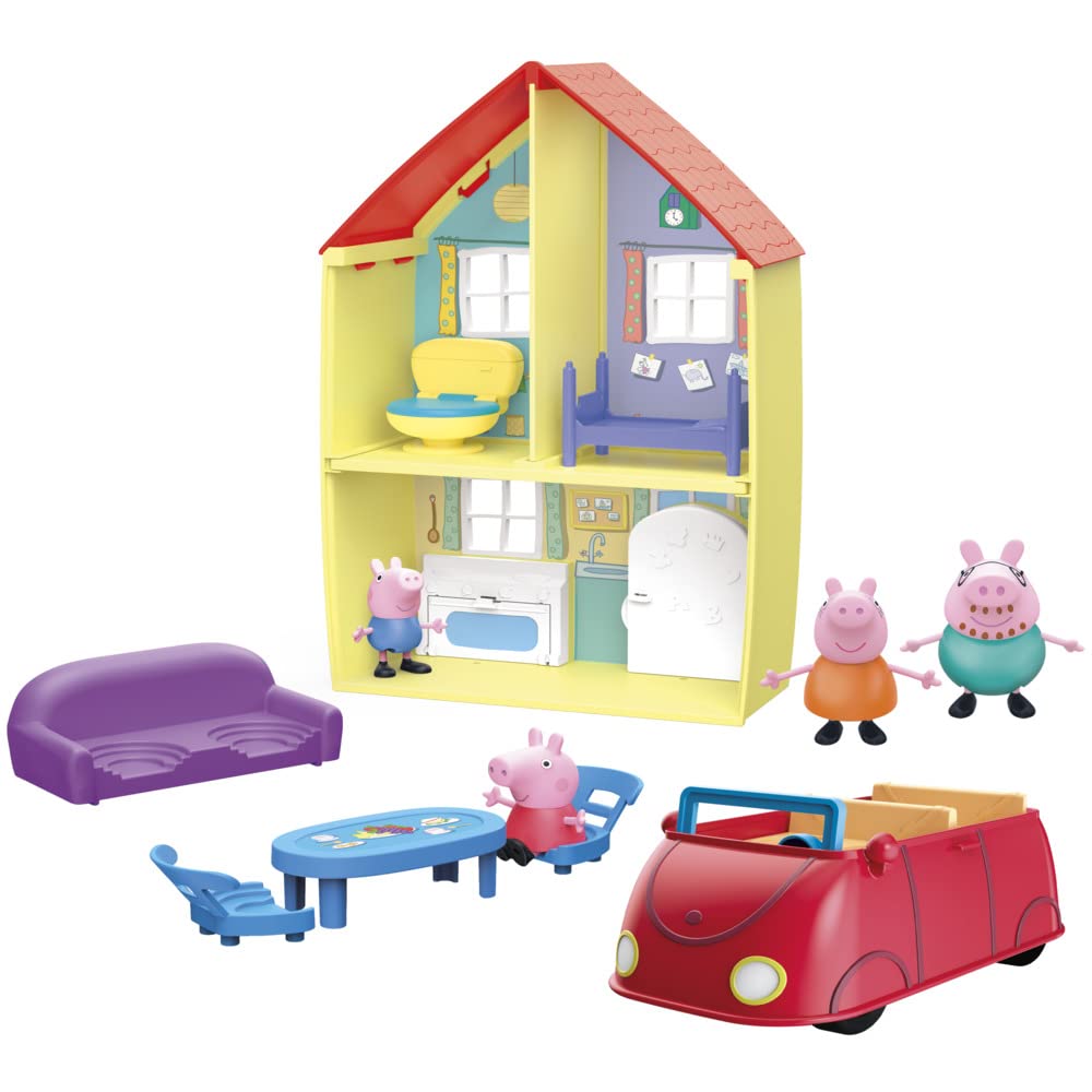 Peppa Pig Toys Peppa's Family Home Combo House Playset with 4 Figures and Car