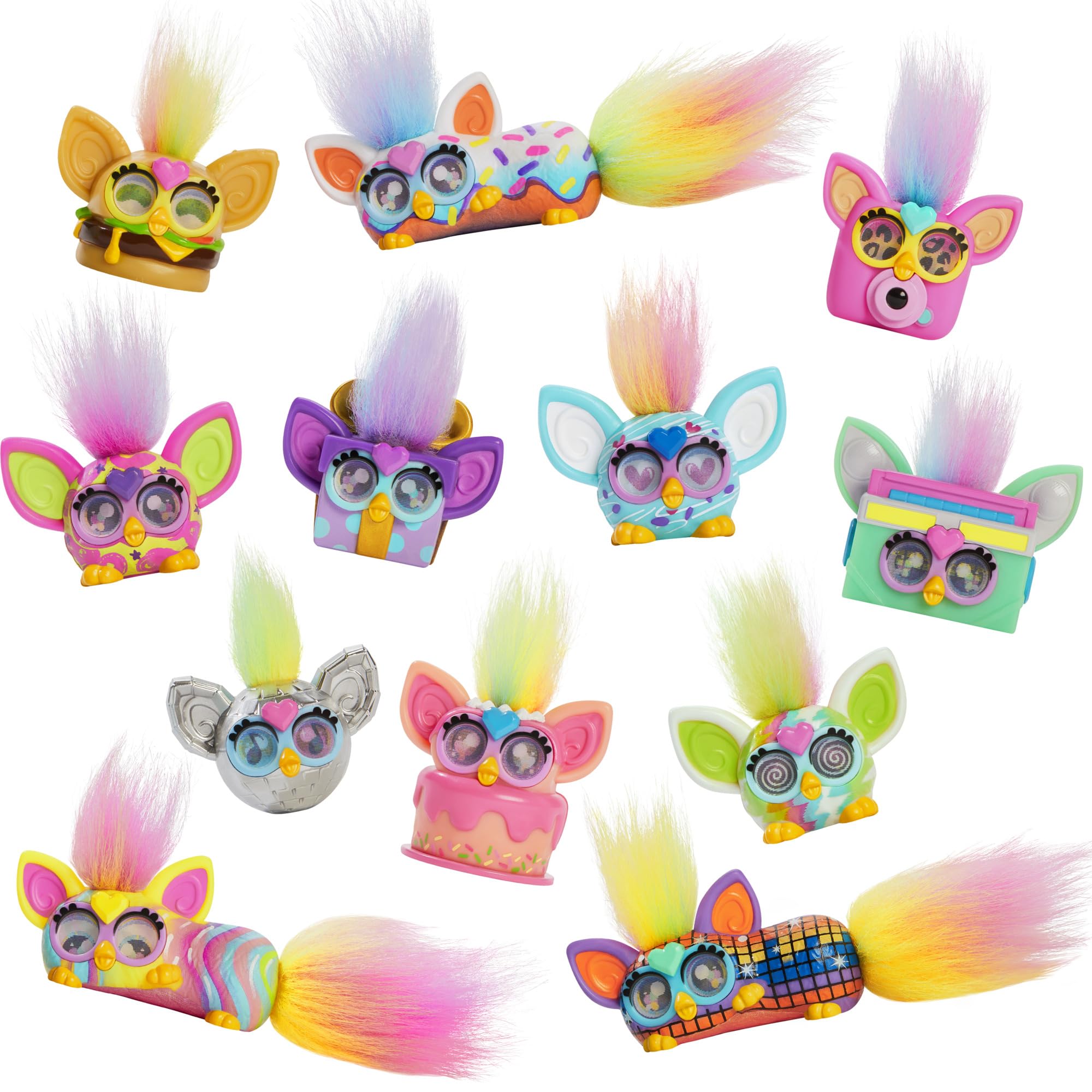 Furby Minis Collectible Figures 12-Pack with Changing Eyes & Hair Tufts