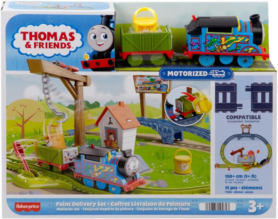 Thomas & Friends Motorized Toy Train Set Paint Delivery with Troublesome TrucK
