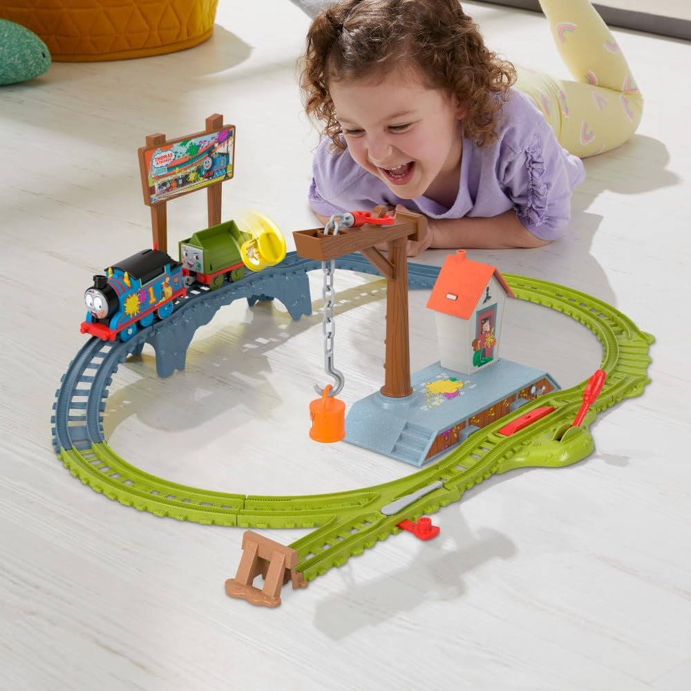 Thomas & Friends Motorized Toy Train Set Paint Delivery with Troublesome TrucK