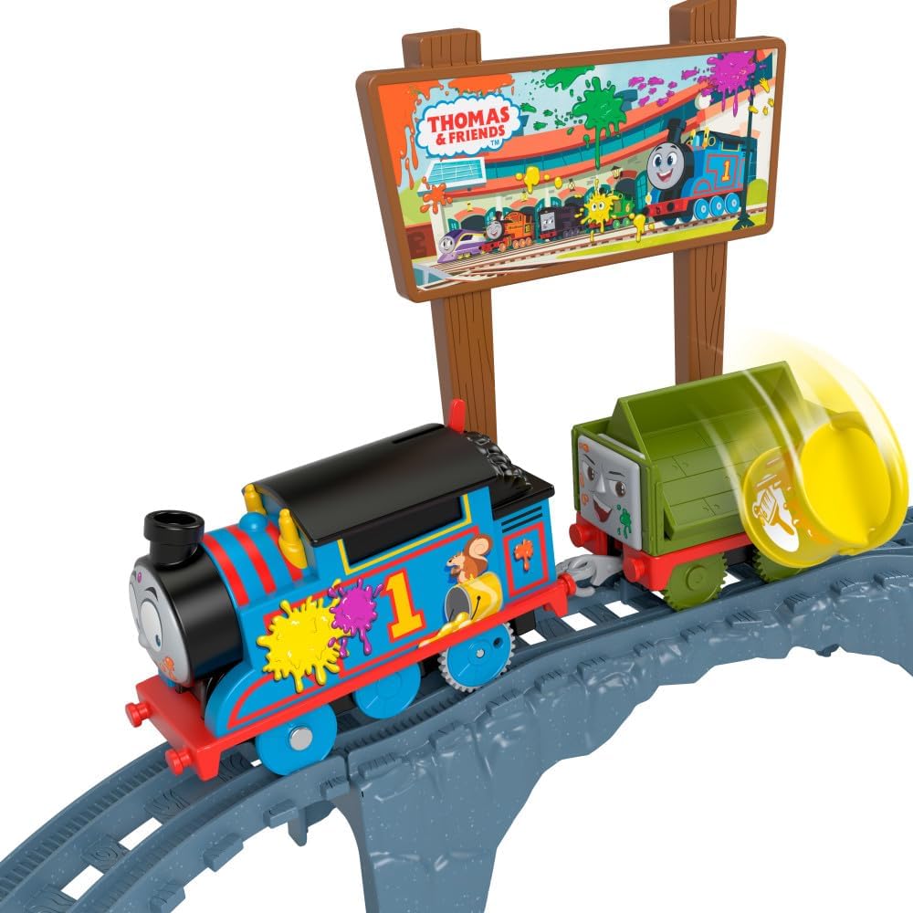 Thomas & Friends Motorized Toy Train Set Paint Delivery with Troublesome TrucK