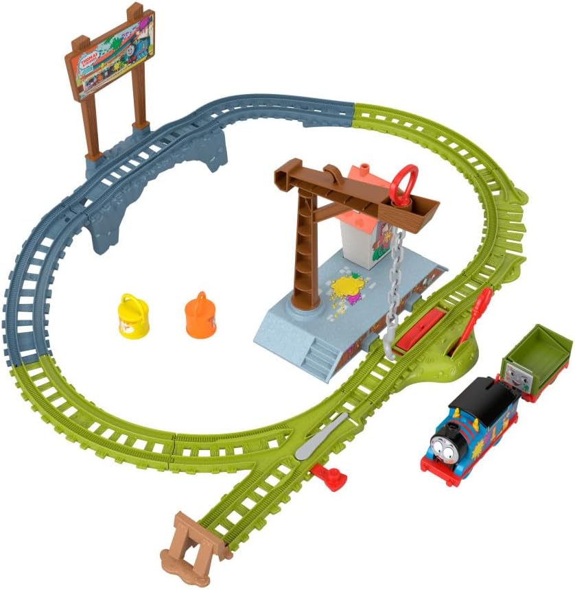 Thomas & Friends Motorized Toy Train Set Paint Delivery with Troublesome TrucK