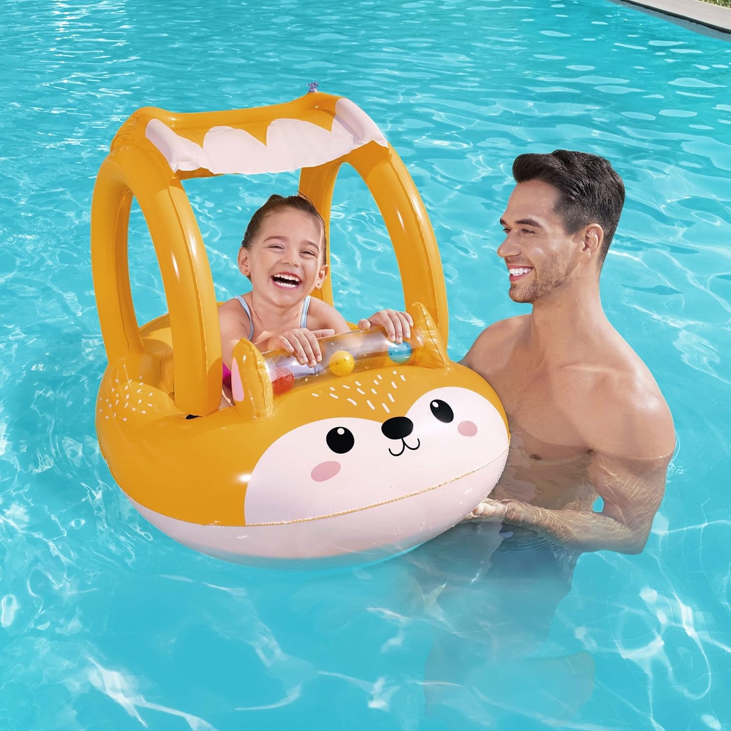 Bestway Inflatable Baby Float for Kids | Swimming Pool Swim Float, Pool Toys with Canopy