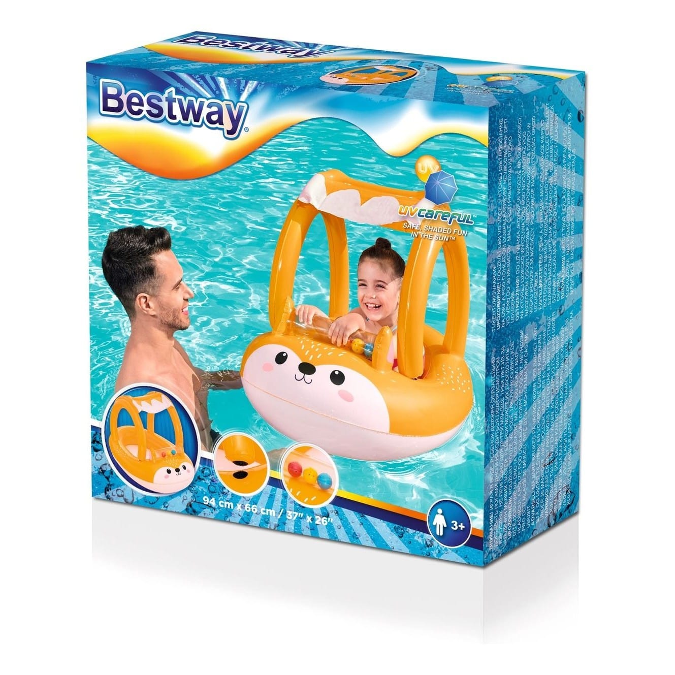 Bestway Inflatable Baby Float for Kids | Swimming Pool Swim Float, Pool Toys with Canopy