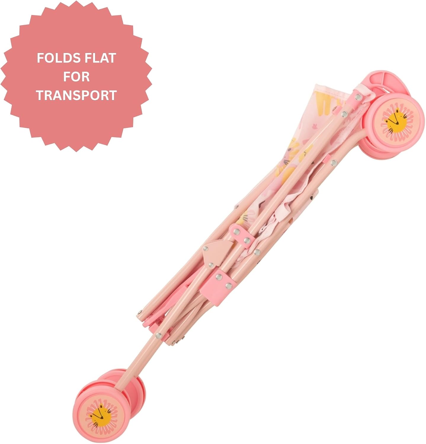 BabyBoo Twin Stroller Childrens Double Stroller Pram In Pink Jungle For Dools