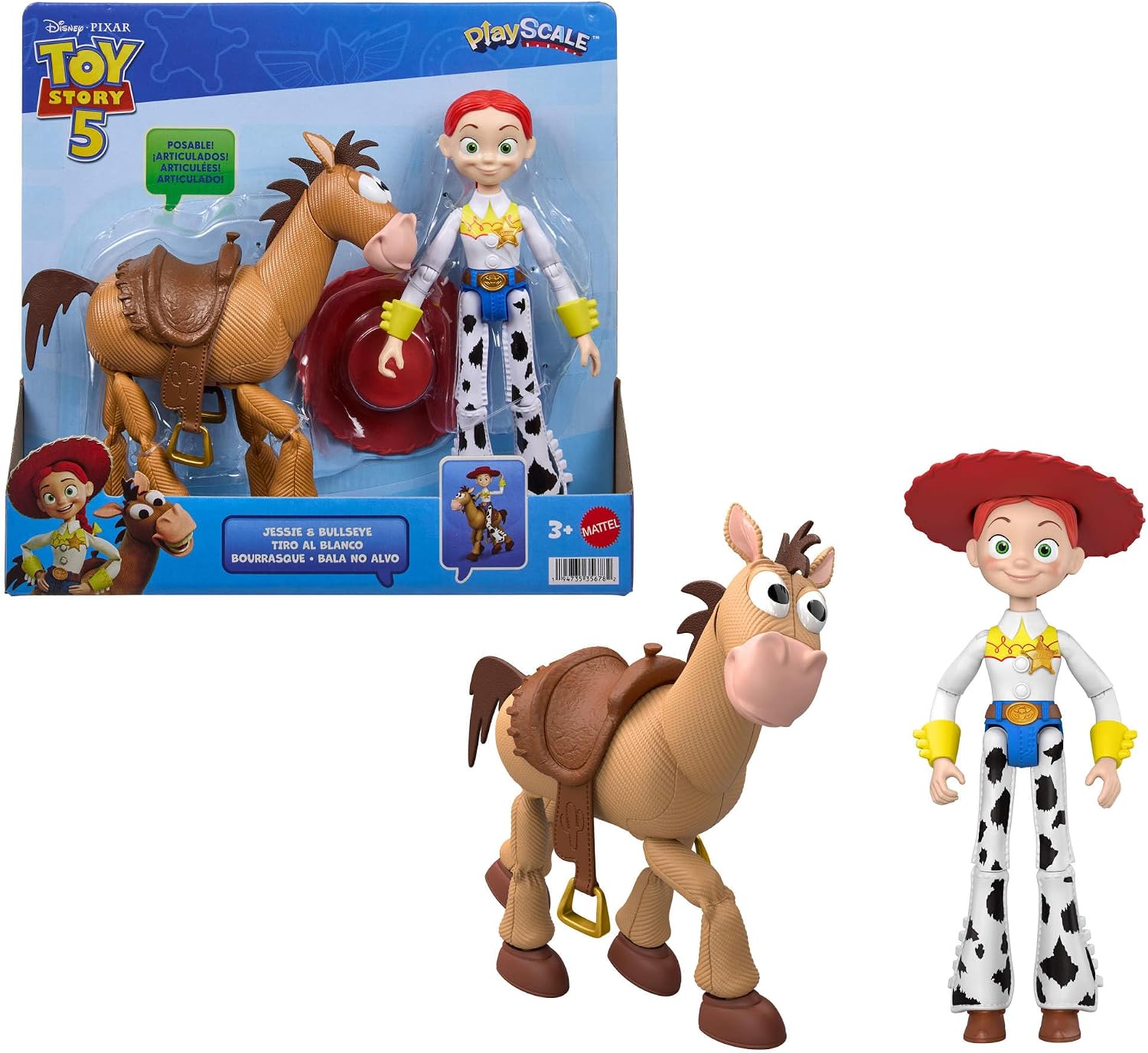 Mattel Disney and Pixar Toy Story 5 Posable 7 Inch Action Figures 2 Pack, Jessie & Bullseye