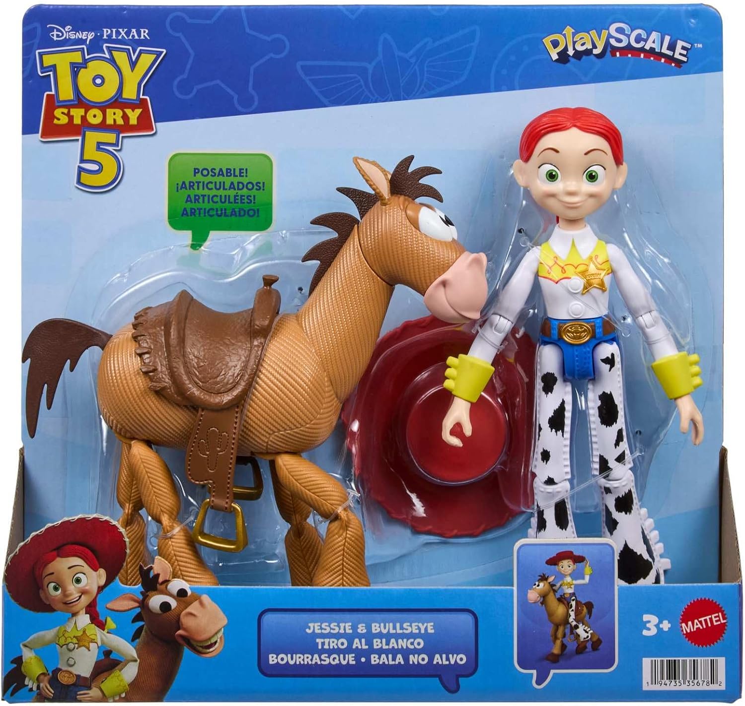 Mattel Disney and Pixar Toy Story 5 Posable 7 Inch Action Figures 2 Pack, Jessie & Bullseye