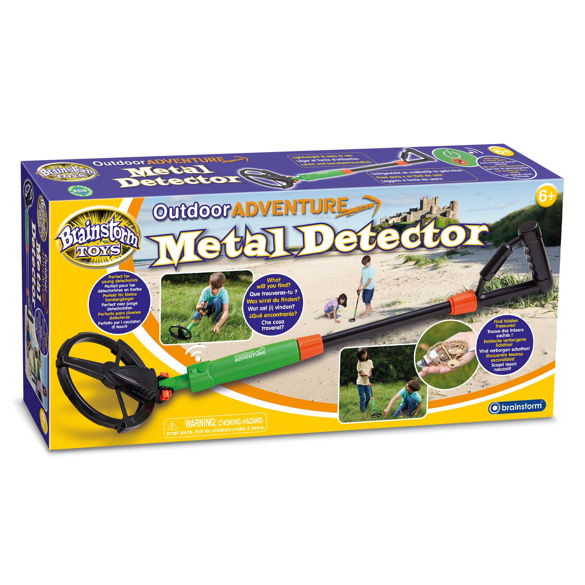 Brainstorm Outdoor Adventure Metal Detector 31.5Inch Light N' Sound Treasure Hunting Toy