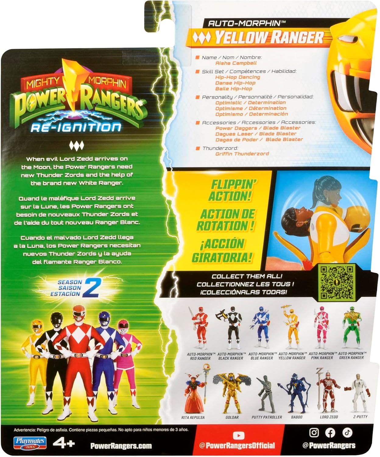 Power Rangers Mighty Morphin Re-Ignition Auto-Morphin Yellow Ranger Season 2 Action Figure