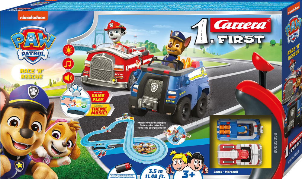 Carrera First PAW Patrol On The Track - Chase and Marshall Vehicle Set