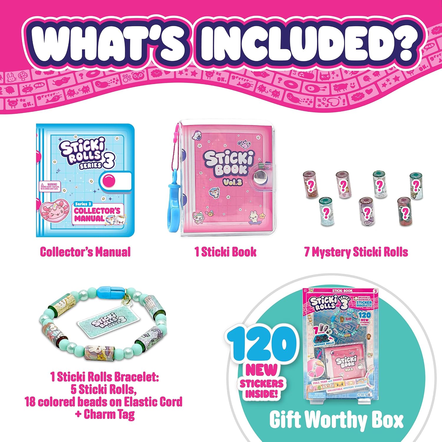 Sticki Rolls Sticki Book SERIES 3 Wearable Shareable Sticker Bracelets