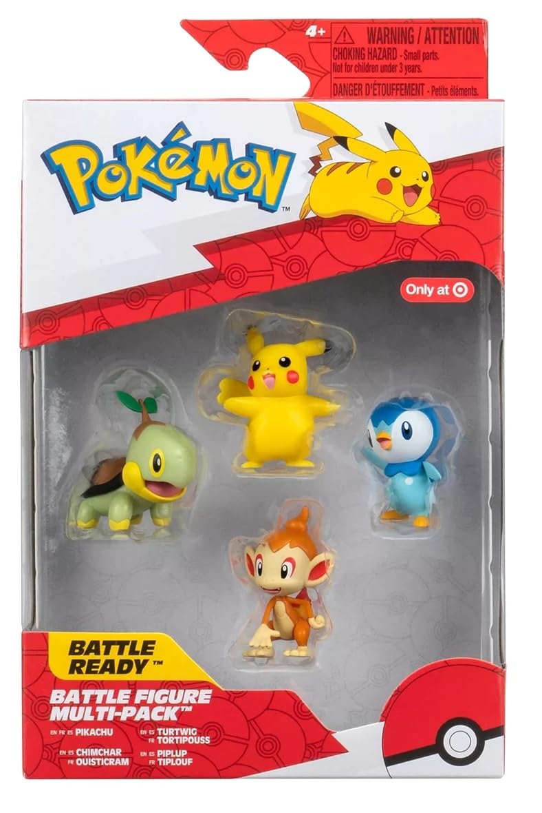 Pokemon Battle Figure 4 Multipack Pikachu, Chimcha, Turtwig, And Piplu