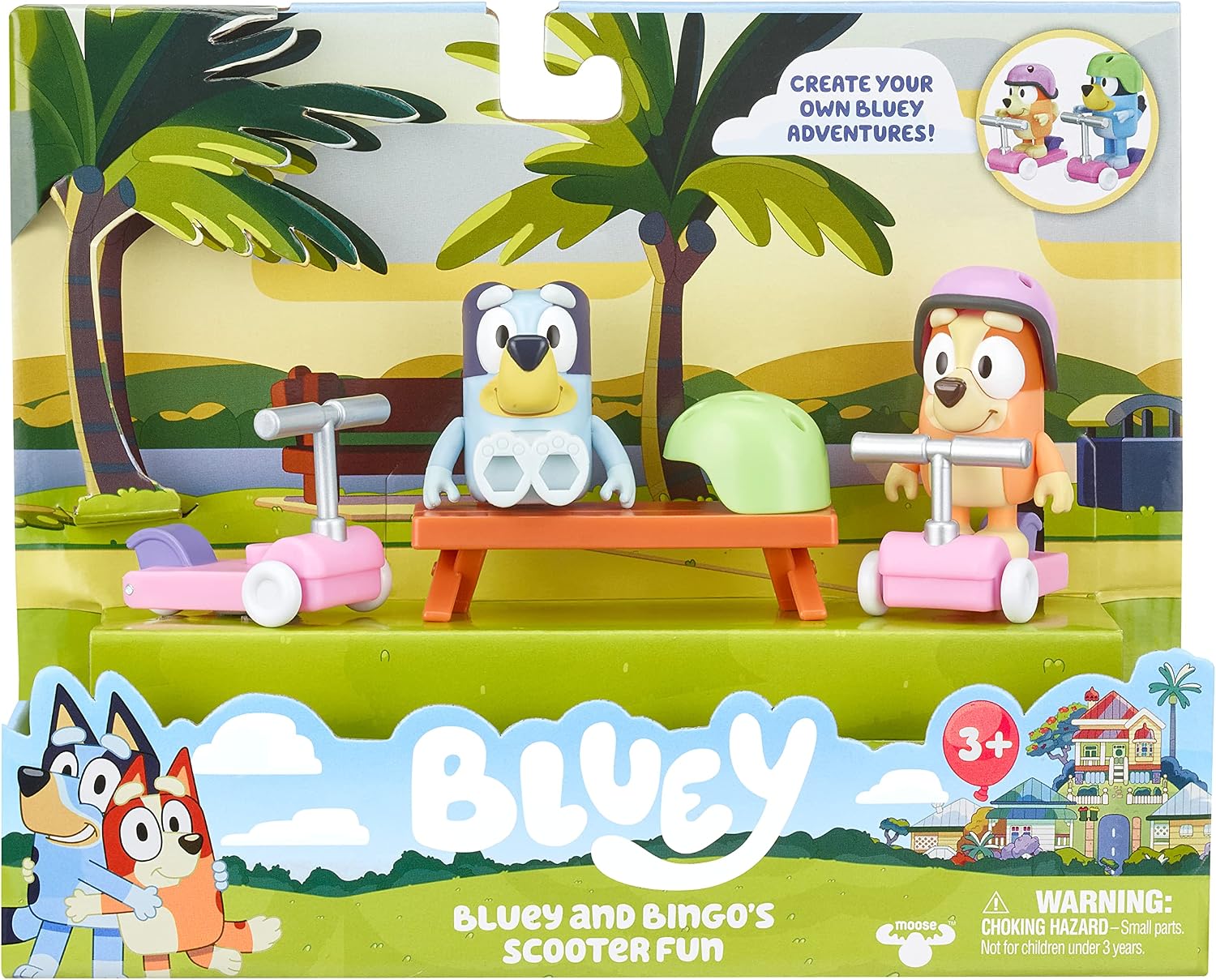 Bluey Scooter Fun Play Set and Bingo Articulated 6cm Action Figures