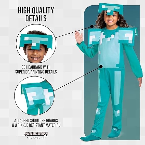 Minecraft Diamond Armour Fancy Dress for Kids 4-6 YEARS