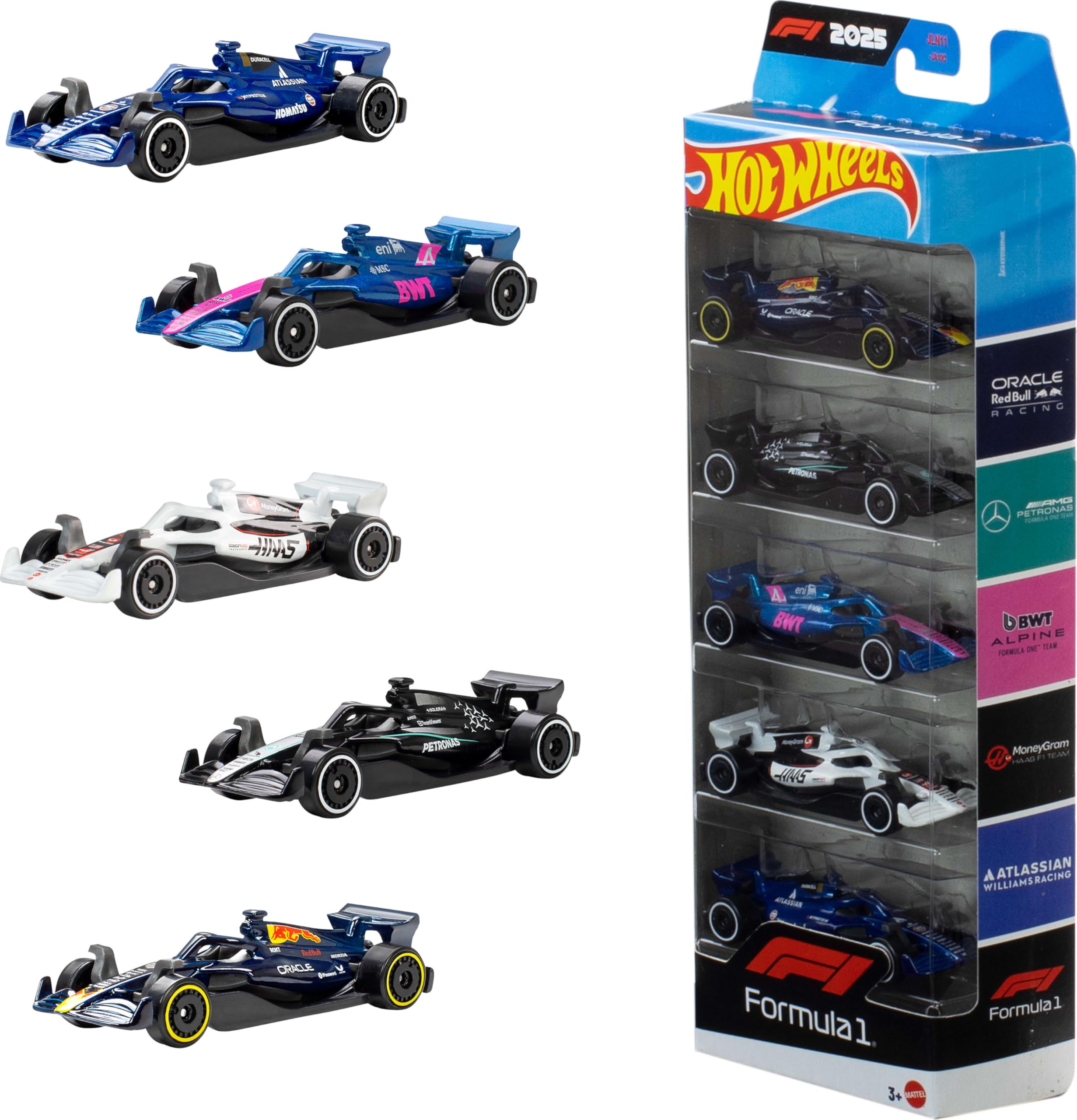 Hot Wheels Formula 1 1:64 Scale Die-Cast 5-Pack