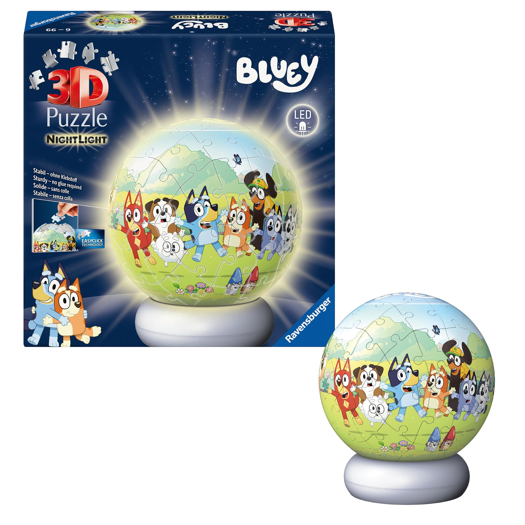 Ravensburger Bluey Nightlight Puzzle Ball 72 Piece 3D Jigsaw Puzzle