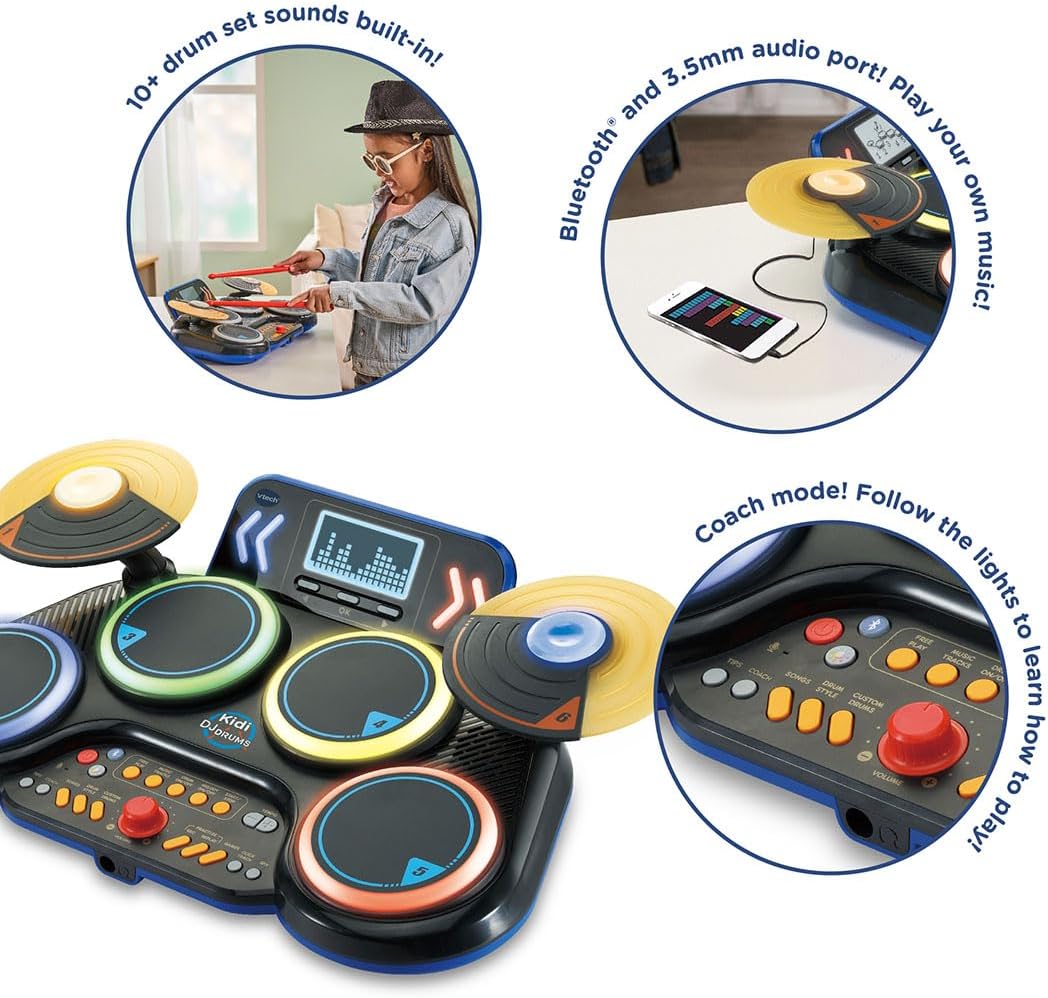 VTech KIDI DJ DRUMS Light-up Electronic Drum Kit for Kids