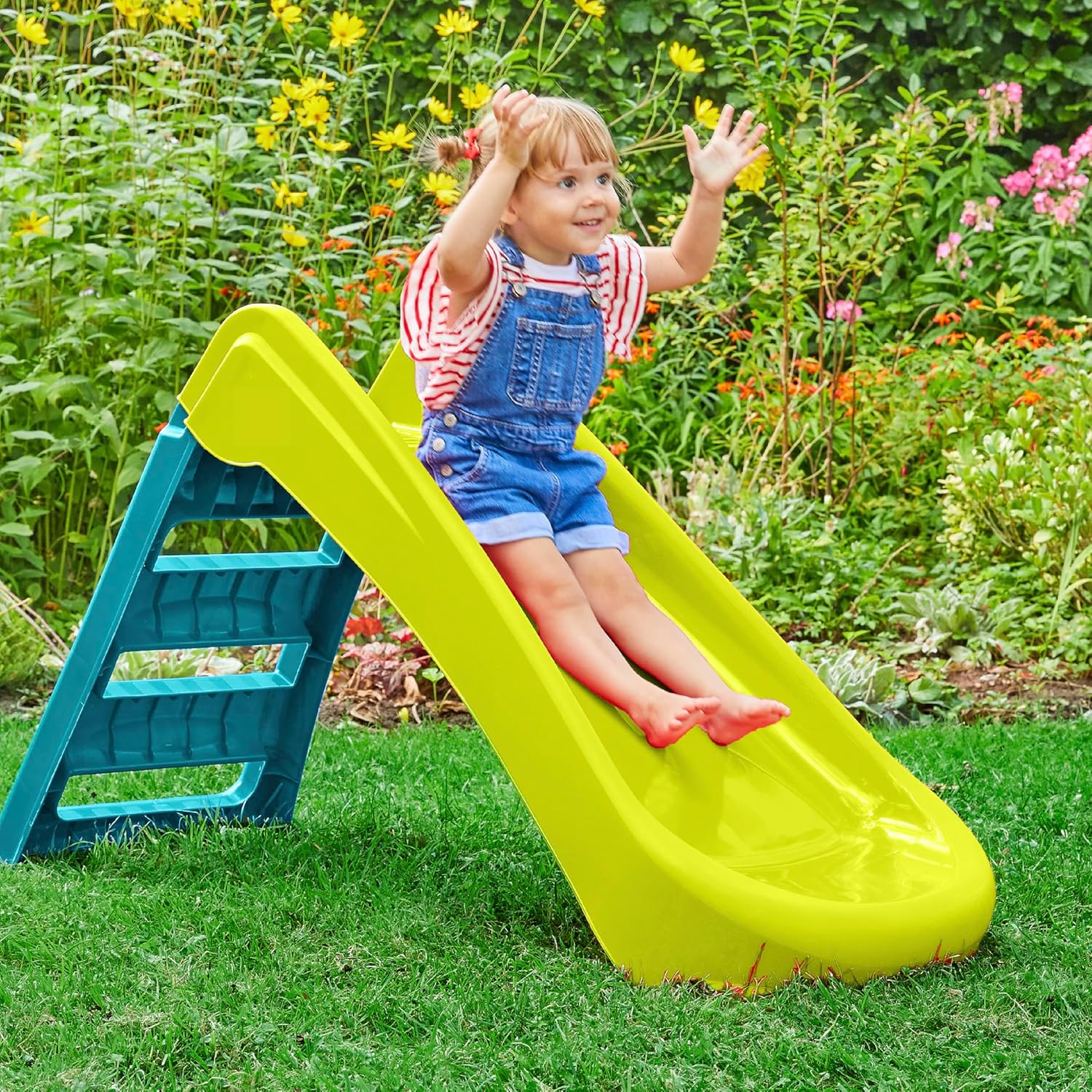 Junior Folding Slide for Toddlers and Children Outdoor Play Equipment GREEN/BLUE