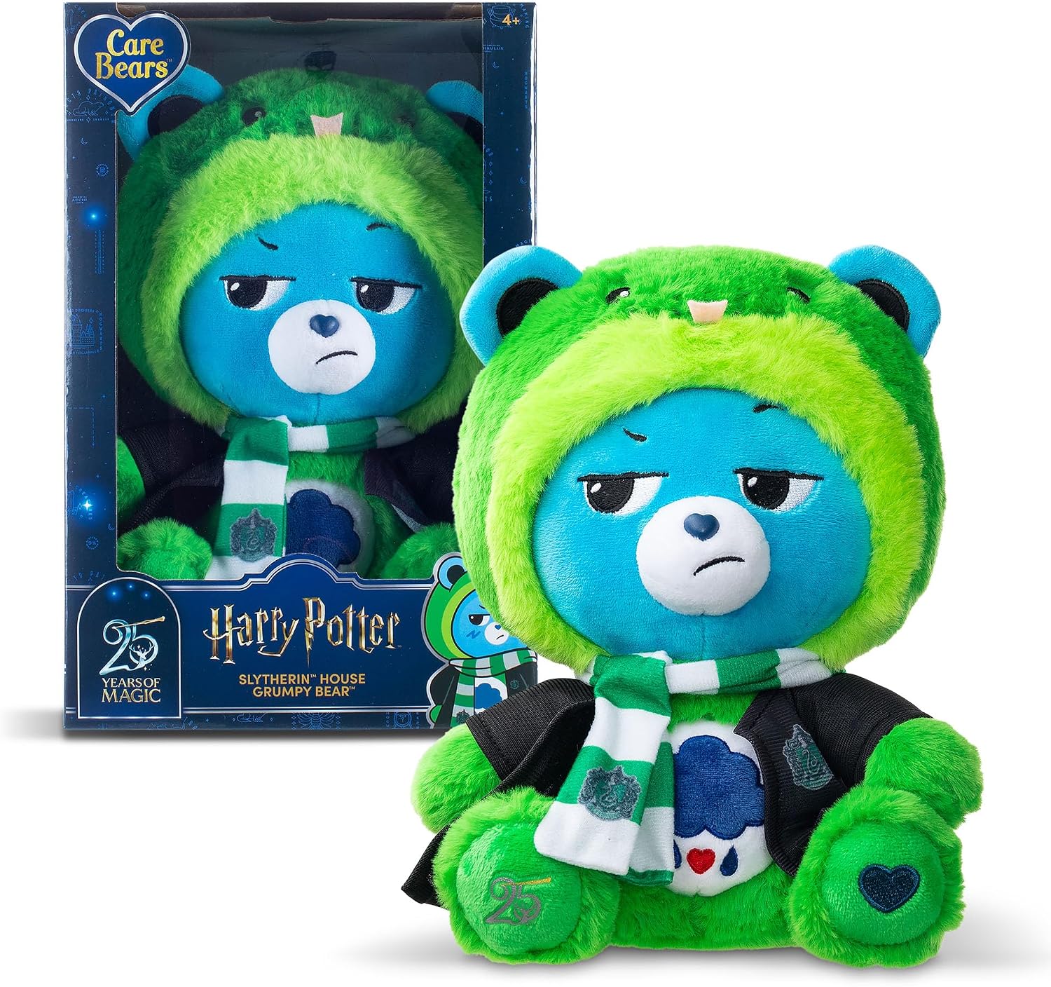 Care Bears x Harry Potter Slytherin Grumpy Bear 30cm Hoodie Soft Plush Toy