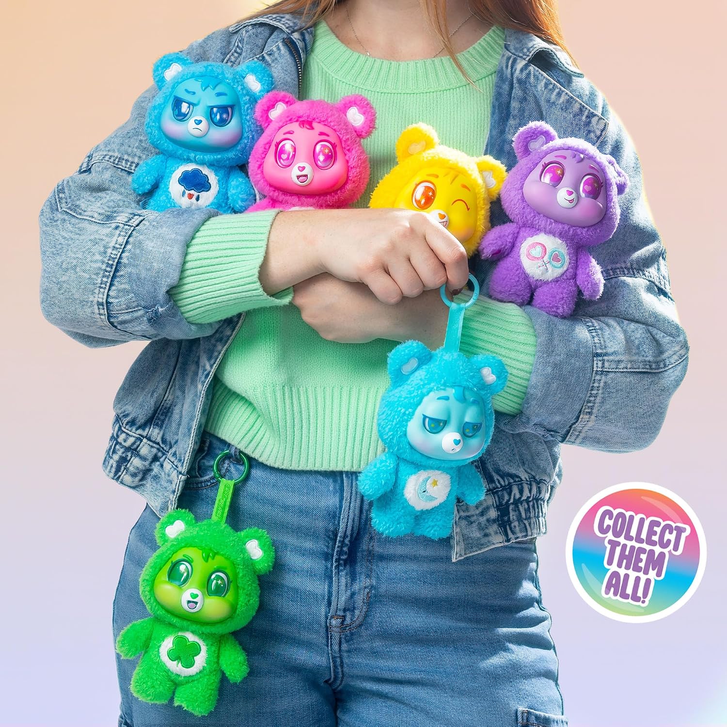 Basic Fun Care Bears Caring Cuties 15cm Plush Clip-On Soft Toy ? Surprise Collectible Care Bear