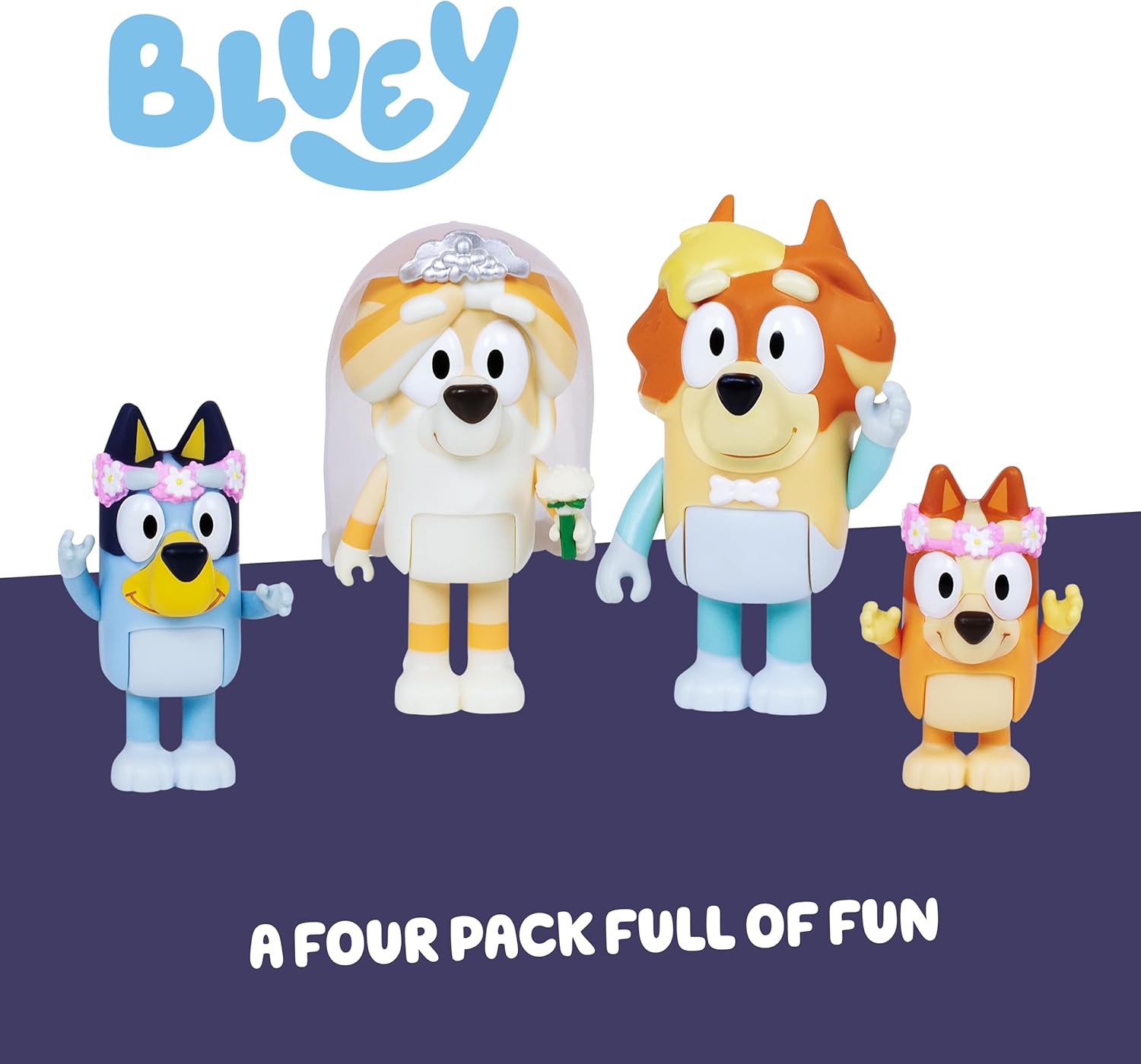 Bluey Figure 4-Pack Wedding Time | Re-enact Uncle Rad And Frisky's Wedding Day