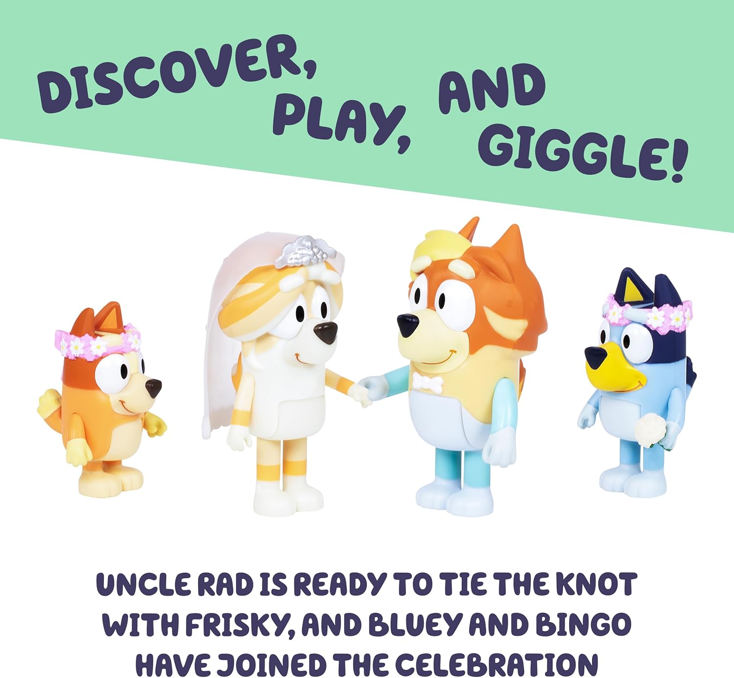 Bluey Figure 4-Pack Wedding Time | Re-enact Uncle Rad And Frisky's Wedding Day