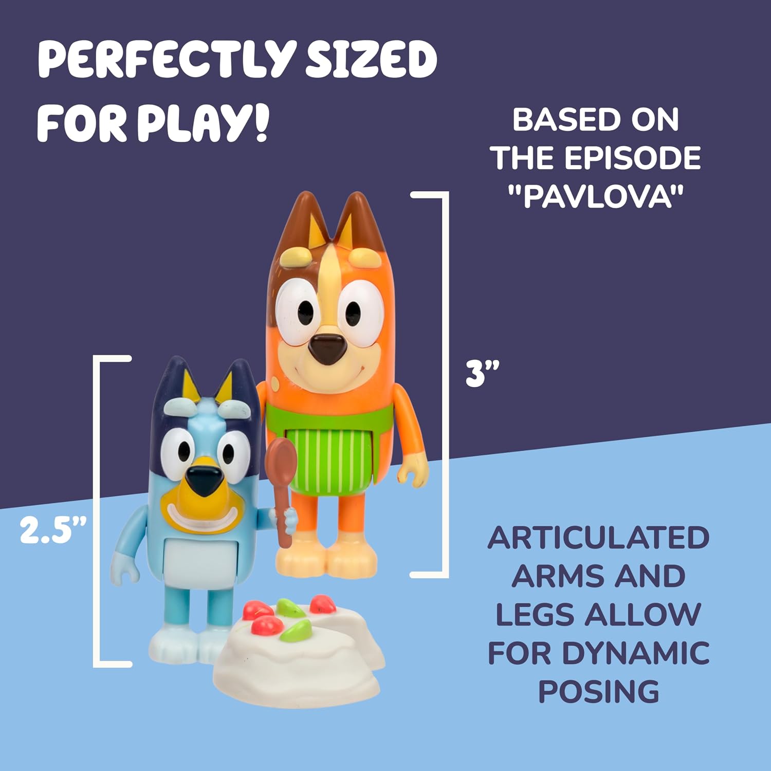 Bluey PAVLOVA 4 Pack Toy Figure Playset Includes, Bingo, Chef Bandit