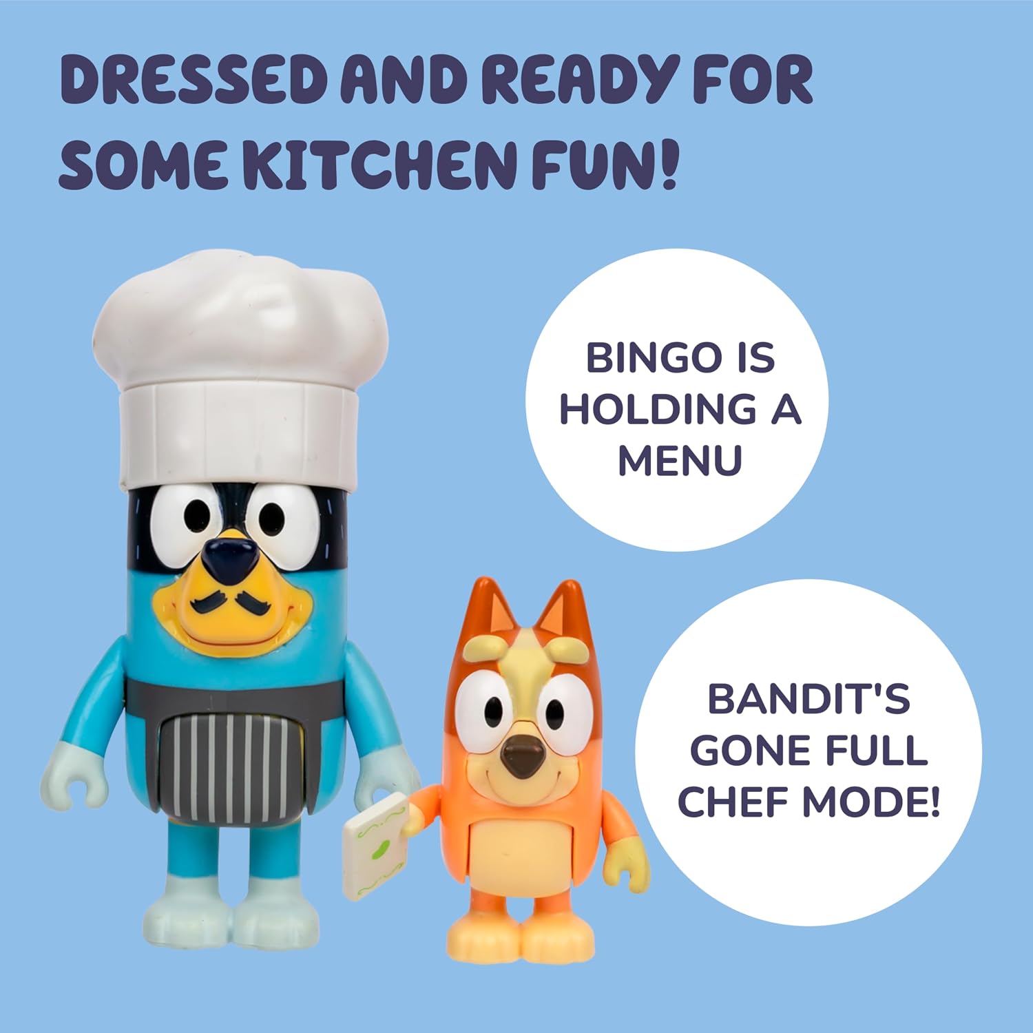 Bluey PAVLOVA 4 Pack Toy Figure Playset Includes, Bingo, Chef Bandit