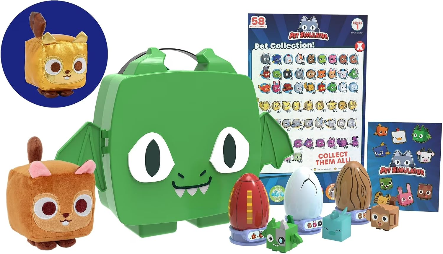 Pet Simulator Roblox Series 1,2 & 3 Limited Edition Cube Plush Lucky Blind Box Green Dragon 8 Piece Set S1