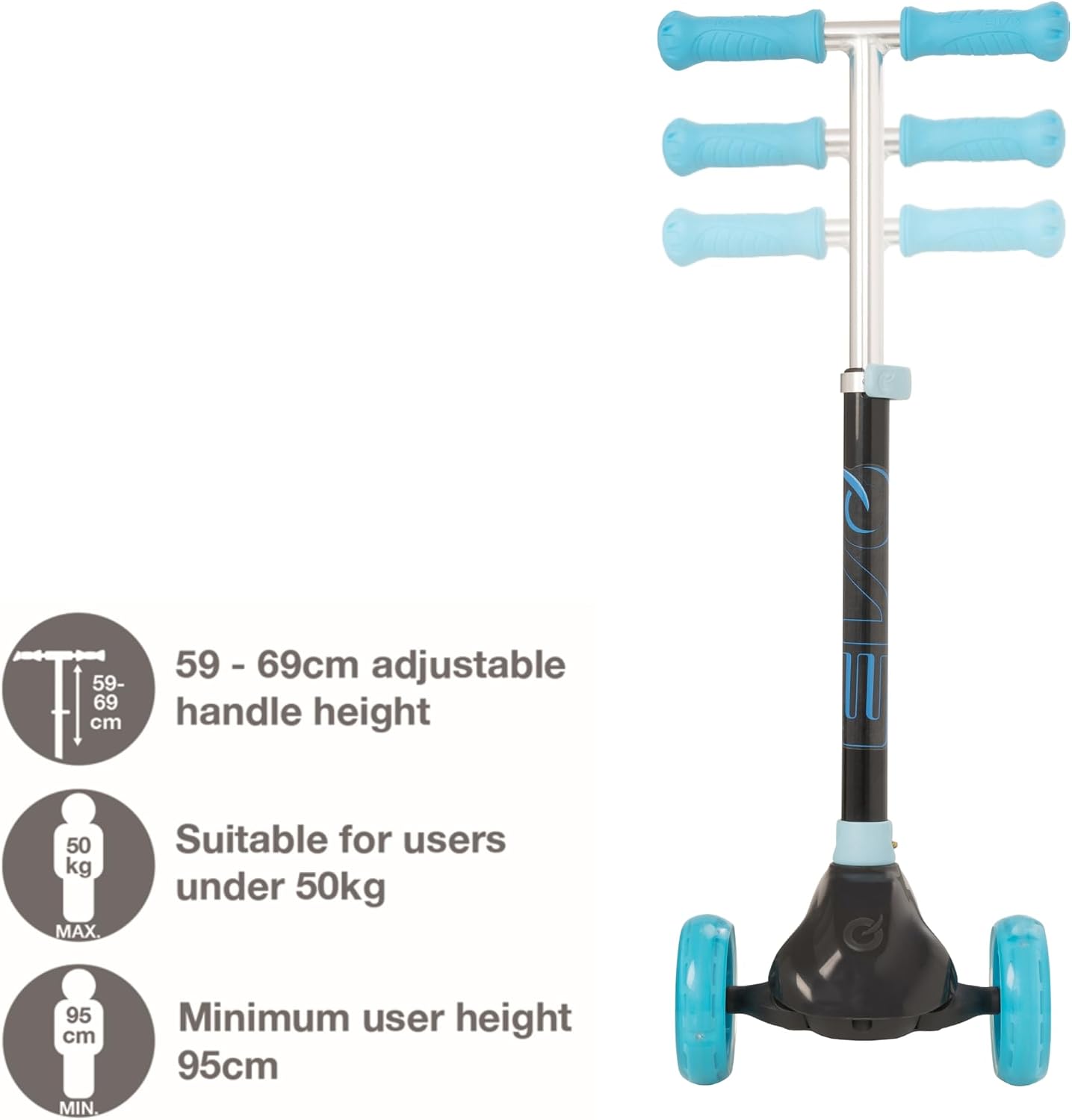 Evo Eclipse Light-Up 3 Wheeled Kids Scooter Blue