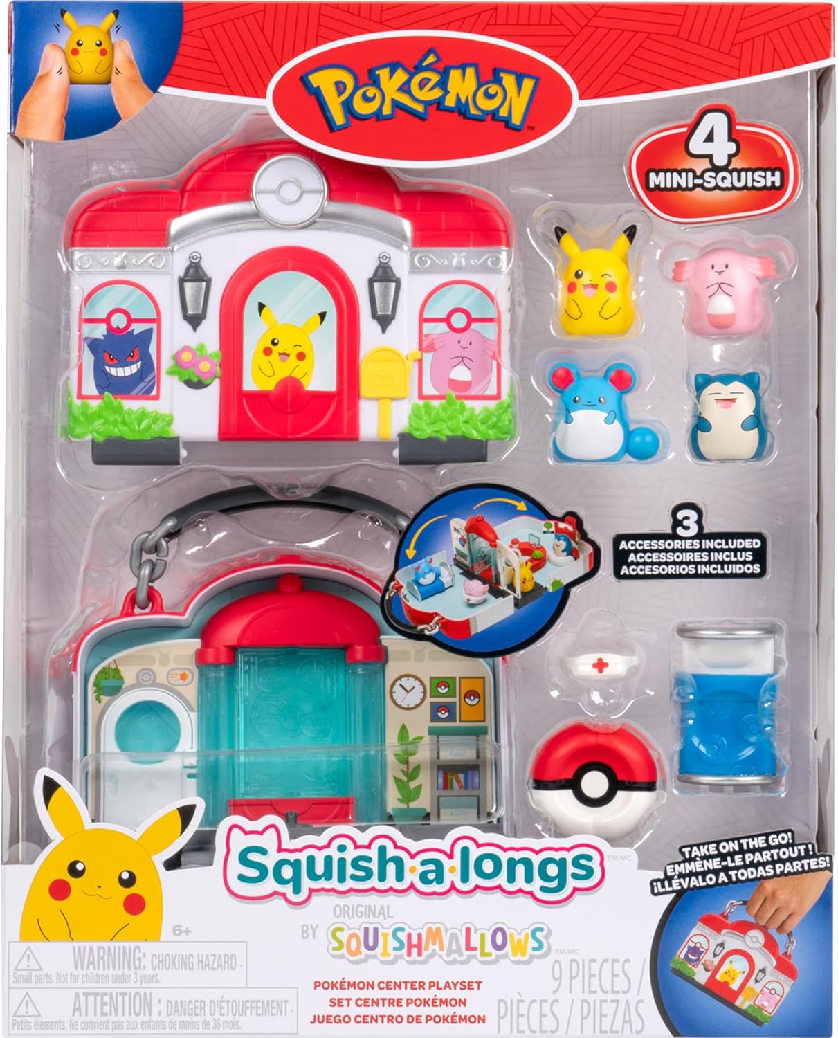 Squish-a-longs Pok�mon Center Playset with Pikachu, Chansey, Marill and Snorlax