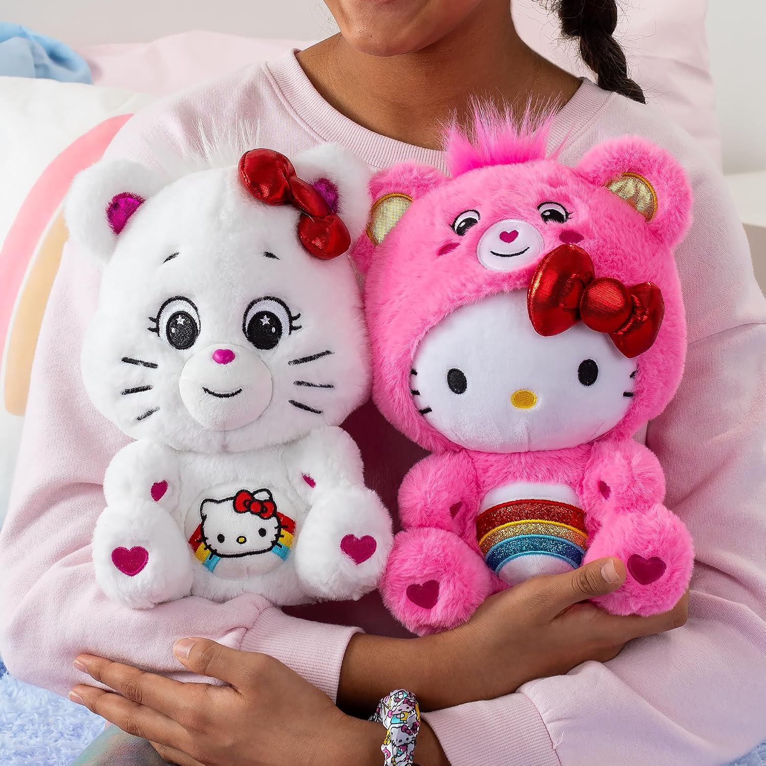 Care Bears x Hello Kitty 30cm Soft Plush Toy 2 Pack Cheer Bear & Hello Kitty 10Inch