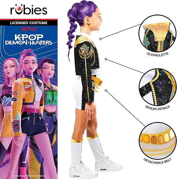 Rubies Official Netflix K-Pop Demon Hunters Deluxe Rumi Golden Child Costume Size 6 Years
