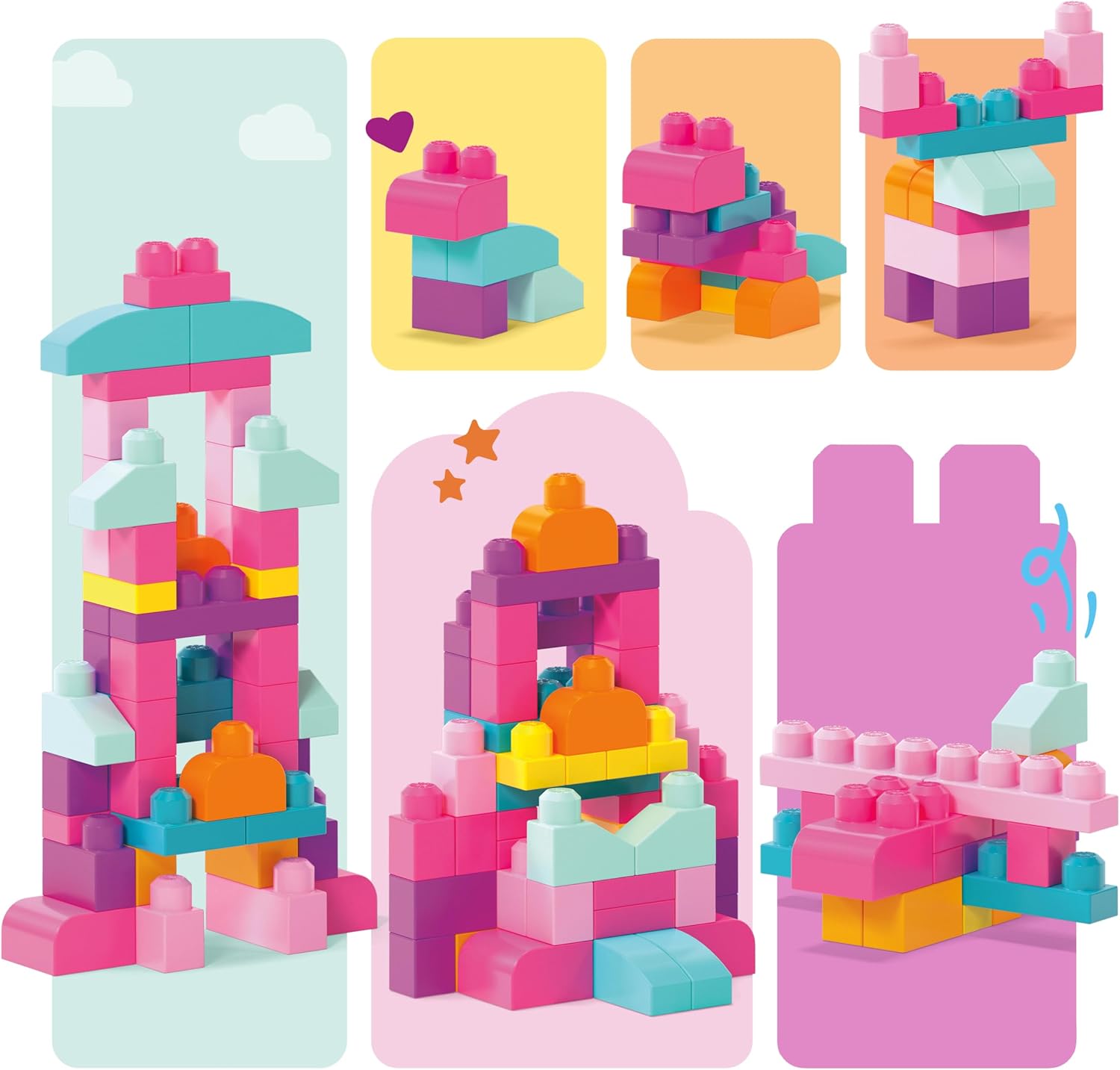 MEGA BLOKS Big Building Bag Set with 60, Pink